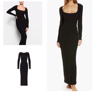 SKIMS SOFT LOUNGE LONG SLEEVE DRESS | ONYX  Maxi Dress